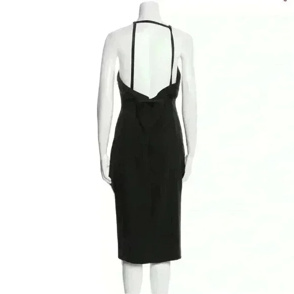 Rachel Comey Black cocktail halter peplum front slit dress Sz 2 - Picture 2 of 10